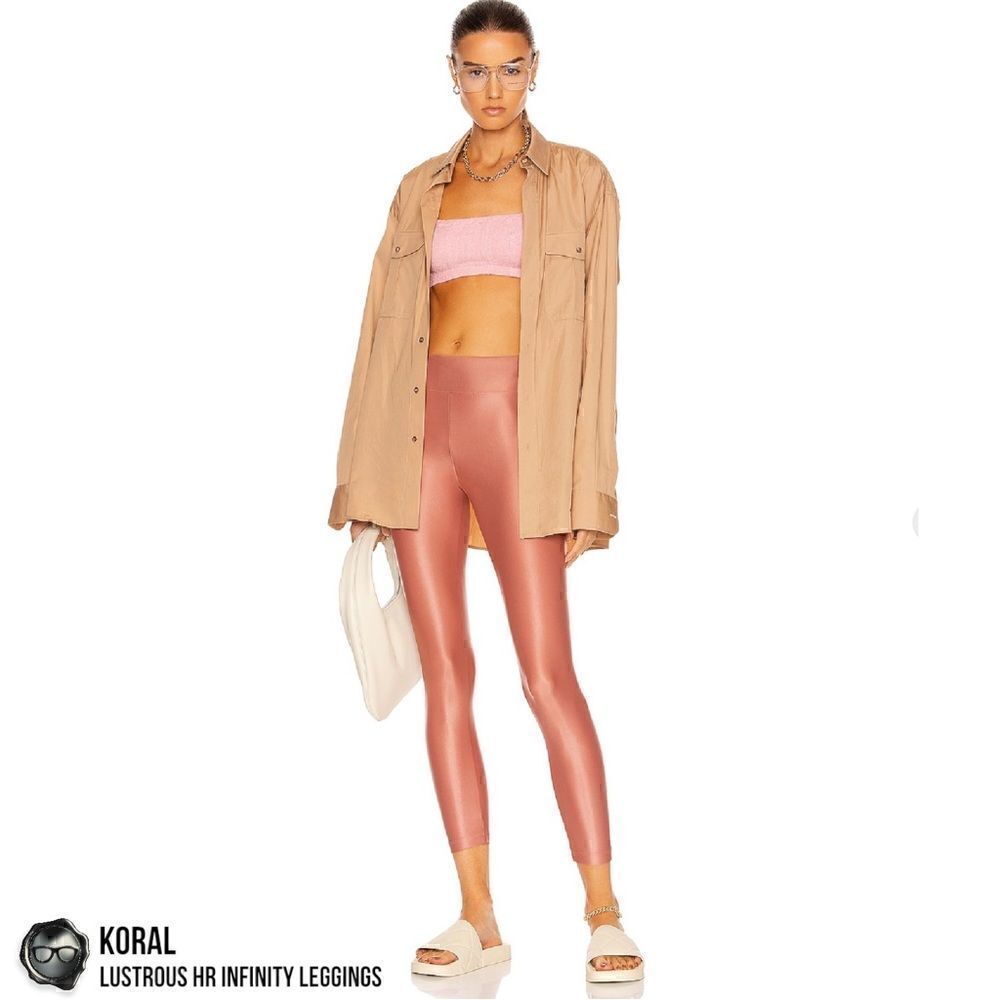 KORAL LUSTROUS INFINITY HIGH-RISE LEGGINGS IN SAND SHEEN PINK WOMEN’S SIZE SMALL